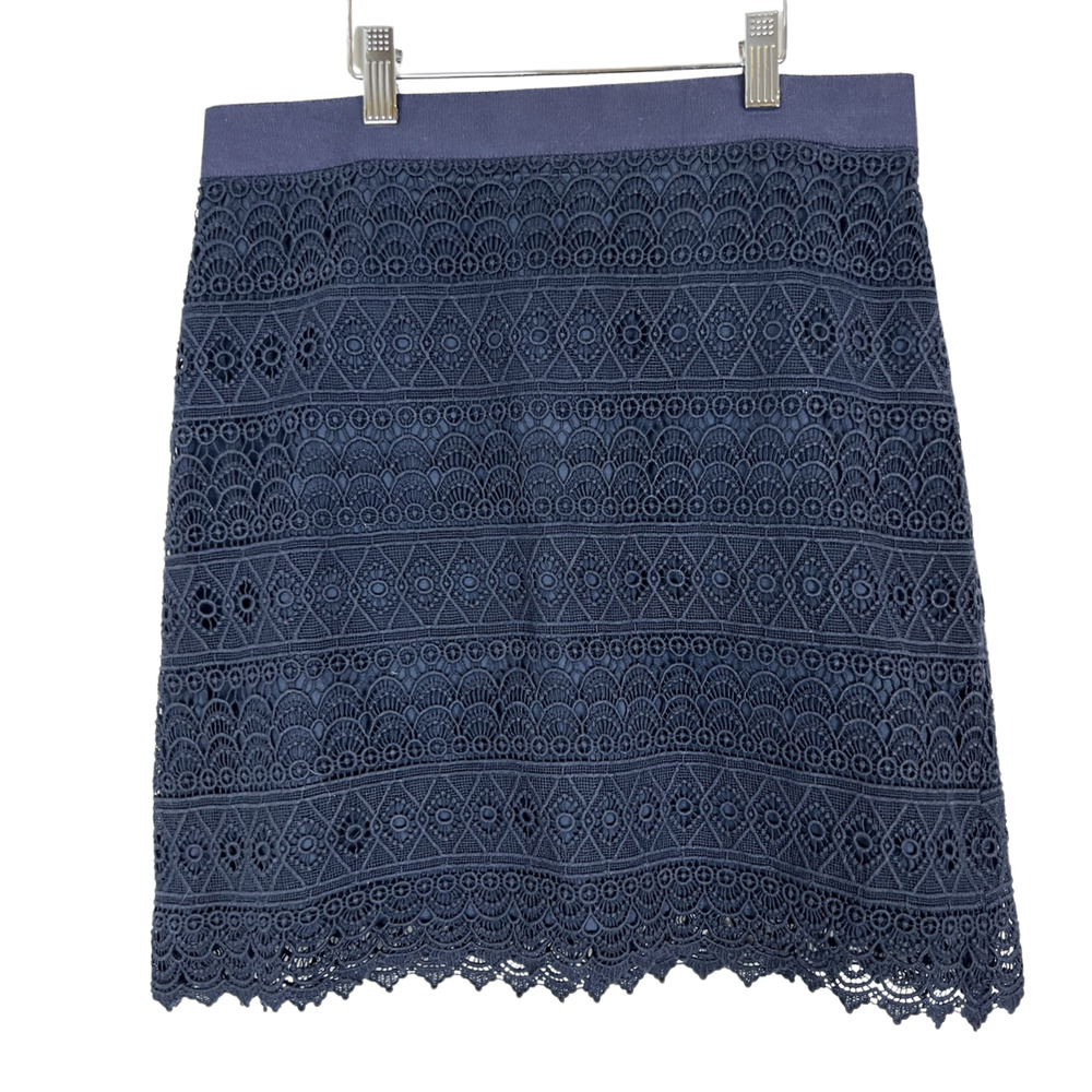 LOFT Blue Lace Mini Skirt with Grosgrain trim Sz 4